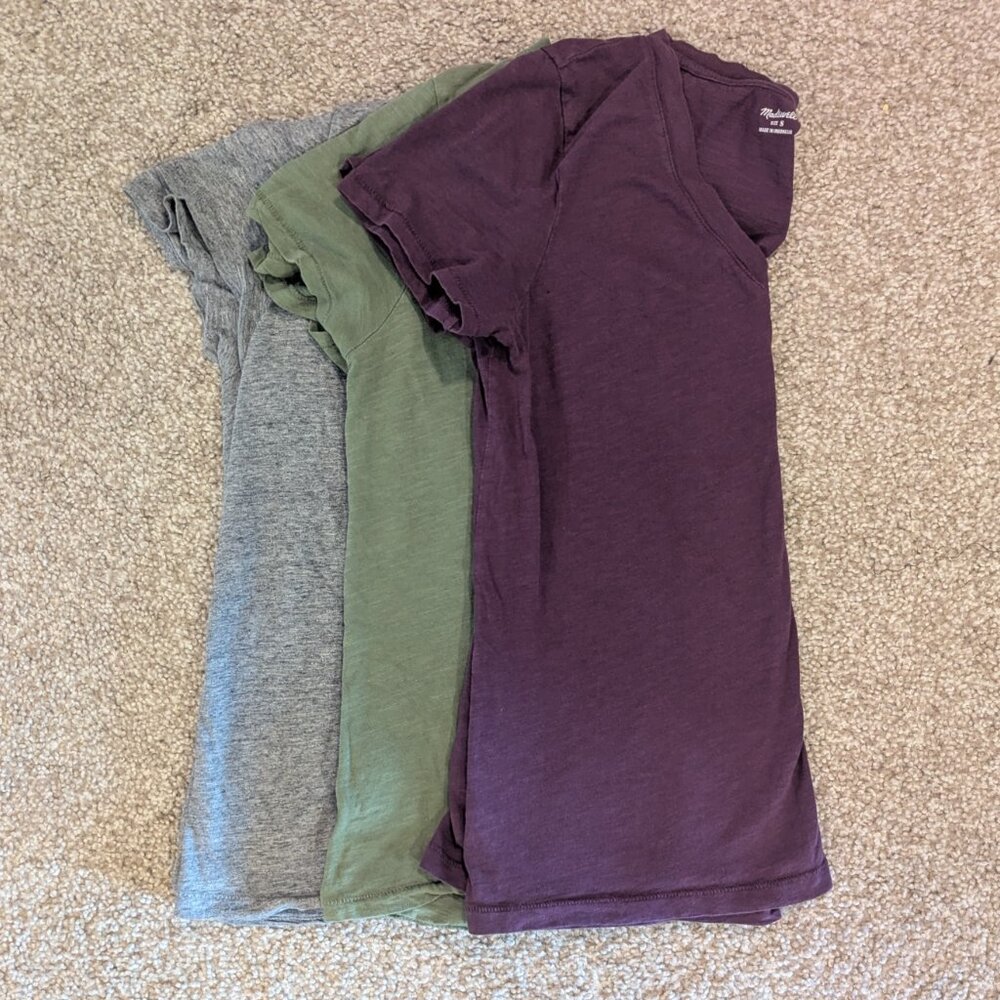 3 Madewell Whisper V Neck T Shirts - 100% Cotton - Women's Small